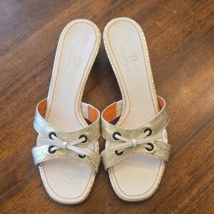 Cole Haan Gold Snake Skin Mule Heels 8.5